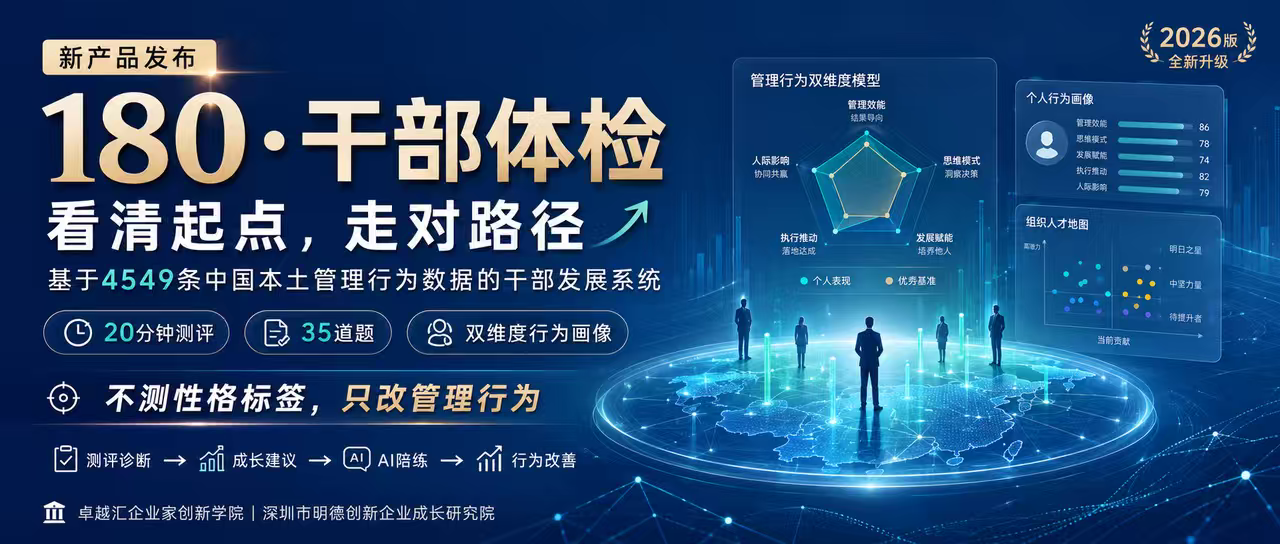 如何用20分钟，看清一家企业干部队伍的能力现状？| 【180·干部体检】免费体检通道开启